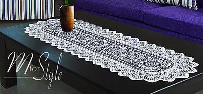 Table Runner Lace White or Antique Gold Polyester 14" x 47"
